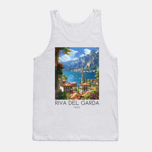 A Pop Art Travel Print of Riva del Garda - Italy Tank Top by Studio Red Koala